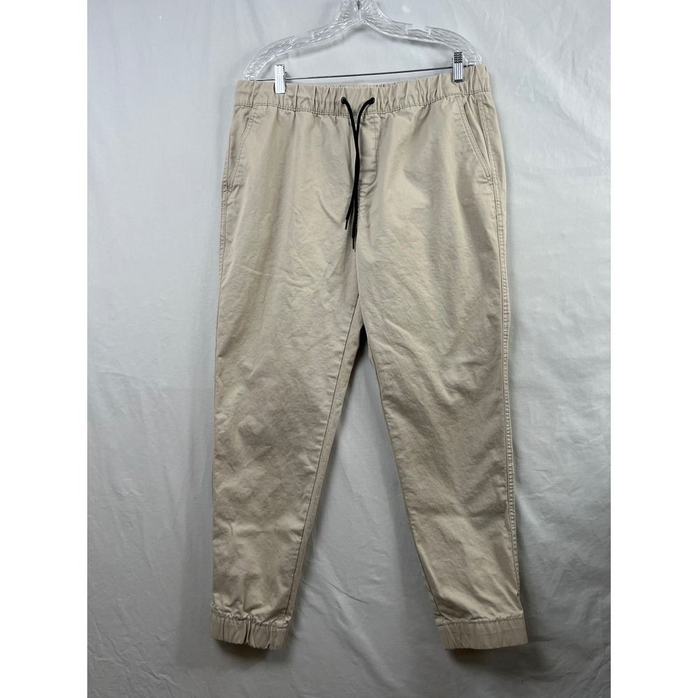 Old Navy Modern Jogger Mens L Beige Khaki Built-In Flex Stretch Twill Pants